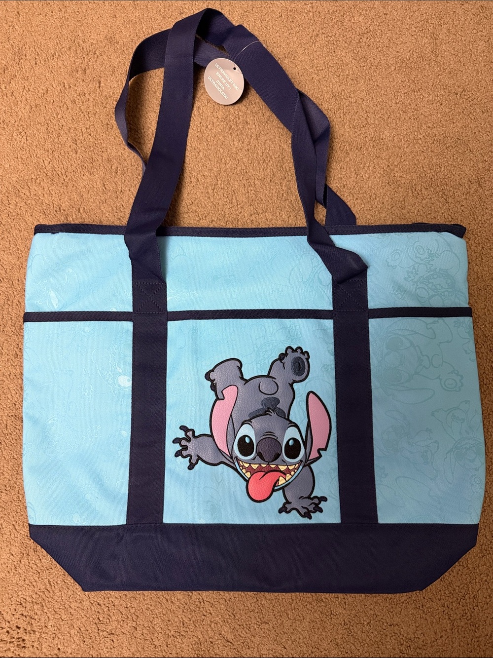 Disney Stitch Light Blue and Navy Tote Bag w/ Ultraviolet Ink